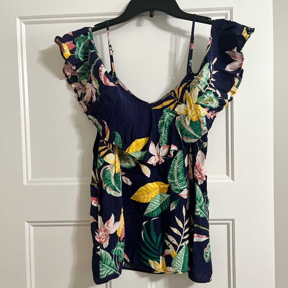 Floral Ruffle Off The Shoulder Top - M